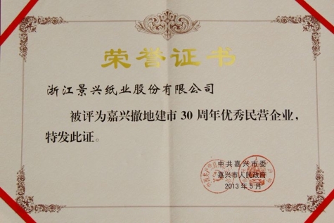 嘉兴市撤地建市30周年优良民营企业